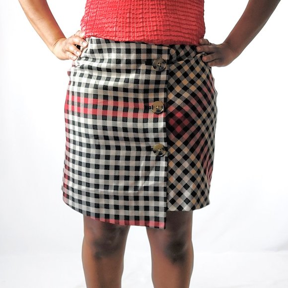 Who What Wear Multicolor Gingham/Checkered Skirt - Picture 2 of 12